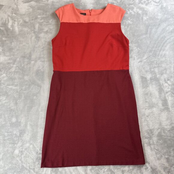 Talbots Women's Size 14 Sleeveless Colorblock Dress Red Pink Knee Length - Picture 1 of 7